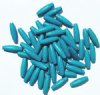 50 20x6mm Turquoise Spaghetti Oval Wood Beads 