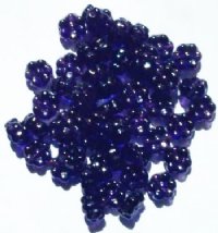 50 8x4mm Transparent Tanzanite Glass Flower Beads