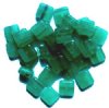 35 11x11x5mm  Marble Sea Green Glass Square Beads