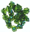 20 11mm Transparent Olivine AB Bell Flower Glass Beads