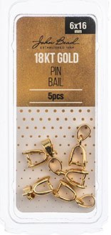 5, 18kt Gold Plated 16x6mm Pin Bails