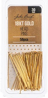 58, 18kt Gold Plated 30mm 21ga Head Pins