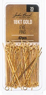 42, 18kt Gold Plated 35mm 21ga Eye Pins