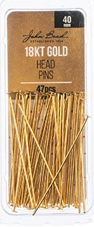 47, 18kt Gold Plated 40mm 21ga Head Pins