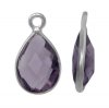 1 14x8mm Faceted Amethyst and Sterling Silver Teardrop Pendant