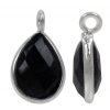 1 14x8mm Faceted Black Onyx and Sterling Silver Teardrop Pendant