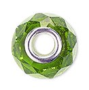 1  8x14mm Faceted Pandora Style Green Glass Bead