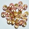 25 6x8mm Faceted Two Tone Green & Pink Donut Beads