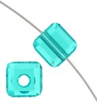 4 4mm Light Turquoise Swarovski Cube Beads
