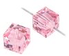 2 8mm Light Rose Swarovski Cube Beads