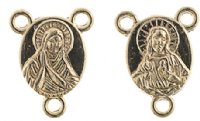 1 12x9.75mm Gold Sacred Heart Rosary Connector