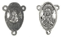 1 20x15mm Antique Silver Sacred Heart Rosary Connector