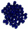 25 8mm Transparent Cobalt Round Glass Beads
