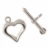 5 21mm Nickel Plated Heart & Arrow Toggle Clasps
