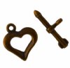 Set of 5, 21mm Antique Copper Heart & Arrow Toggle Clasps