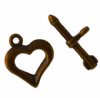 5 Sets of 21mm Antique Copper Heart & Arrow Toggle Clasps