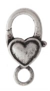 5 27mm Antique Silver Plain Heart Lobster Clasps