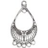 3 Pair of 48x26mm Antique Silver 6 Loop Drop Filigrae Earrings