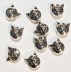 10 Antique Silver Cat Face Metal Beads