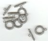 5 Sets of 16mm Antique Silver Twisted Rope Toggle Clasps