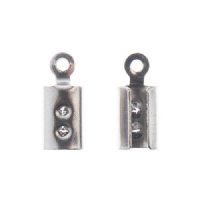 20, 9.55mm Stainless Steel Fold Over Crimp Cord Ends