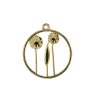 1, 25x22mm Beadwork Gold Plated Circle with Flowers Pendant / Link