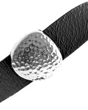 1 15x13mm Baroque Round Hammered Silver Slider