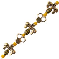 5 Inch Yellow, Black and Gold Honeycomb and Bee Bead Strand