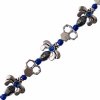 5 Inch Sapphire, Black and Antique Silver Honeycomb and Bee Bead Strand