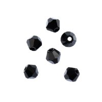 96, 4mm Faceted Opaque Black Crystal Lane Bicone Beads