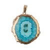 1, 30x40mm Baby Blue Solar Quartz Pendant with Gold Electroplated Bail and Bezel