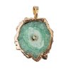 1, 30x40mm Green Solar Quartz Pendant with Gold Electroplated Bail and Bezel