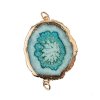 1, 30x40mm Baby Blue Solar Quartz Connector with Gold Electroplated Loops and Bezel