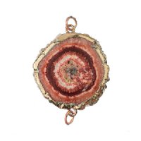 1, 30x40mm Pink Solar Quartz Connector with Gold Electroplated Loops and Bezel