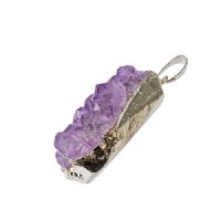 1, 20x25mm Amethyst Cluster with Imitation Rhodium Plated Bail 