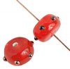 1 7x11mm Milky Red with Bronze Dot Lampwork Rondelles