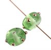 1 7x11mm Light Green with Bronze Dot Lampwork Rondelles