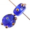 1 7x11mm Sapphire with Bronze Dot Lampwork Rondelles