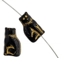 20 15mm Black and Gold Cat Beads