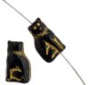 20 15mm Black and Gold Cat Beads