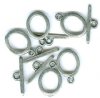 5 Sets of 16mm Antique Silver Plain Oval Toggle Clasps
