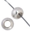 50 4x6mm Bright Silver Plated Large Hole Beads