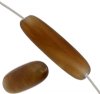 16 Inch Strand 15x4mm Gray Horn Oval Worked on Bone Beads