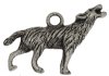 1, 16x26mm Antique Silver Howling Wolf Pendant