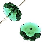 5 10mm Emerald Swarovski Sew On Flowers