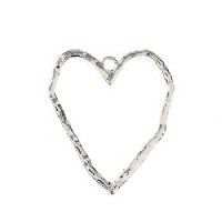 1, 38x33mm Beadwork Silver Plated Organic Heart Pendant / Link