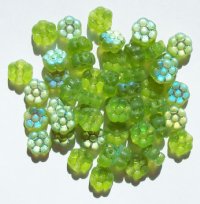 50 8mm Transparent Matte Olivine AB Flower Beads