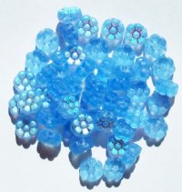 50 8mm Transparent Matte Light Sapphire AB Flower Beads