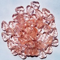 50 10x8mm Transparent Rosaline Leaf Beads