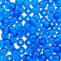 200 4mm Transparent Capri Blue Round Glass Beads